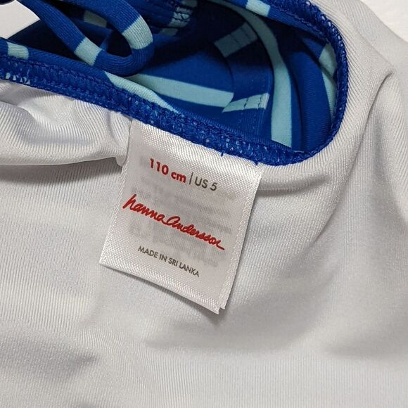 Hanna Andersson Dark Blue Light Blue Striped Tankini Top Swim Suit Size 110 5 - Picture 5 of 5